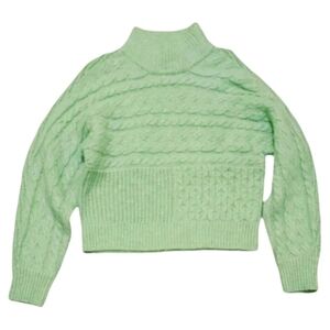 NWT Witty Fox Crop Cozy Knit Wool Blend Turtleneck Sweater Mint Green Small